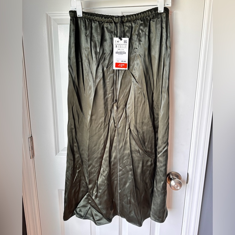 ZARA Satin Drawstring Skirt